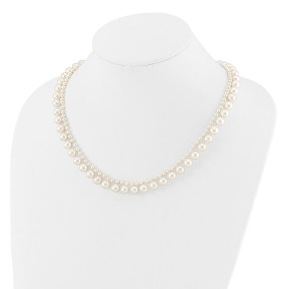 Kazi Luxury 14k Yellow Gold 3-4mm & 7-8mm White FWC Pearl 18in 2-Str& Necklace